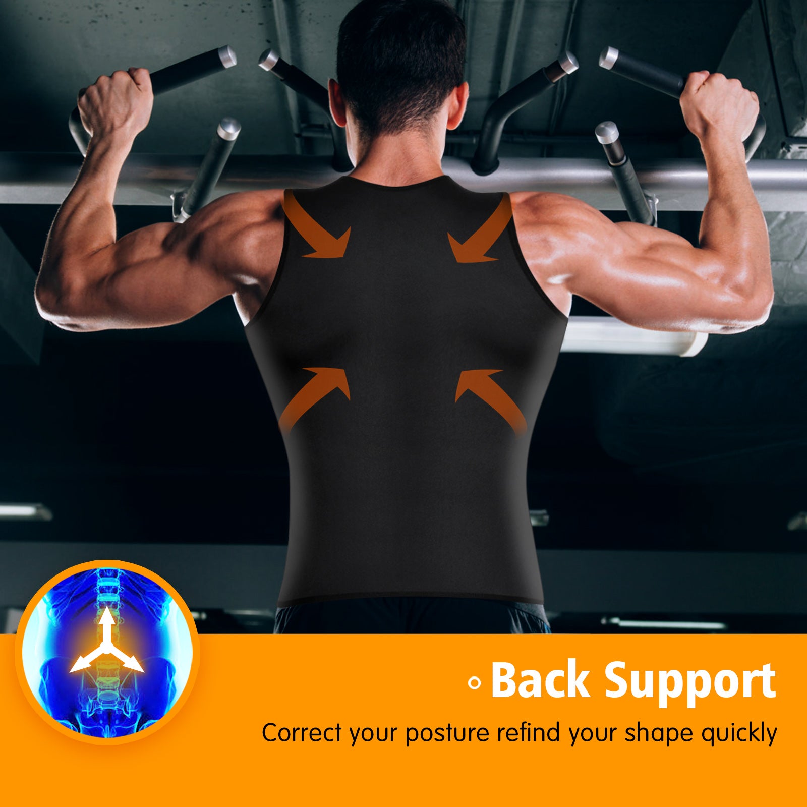 Men's Waist Trainer with One Belt Black