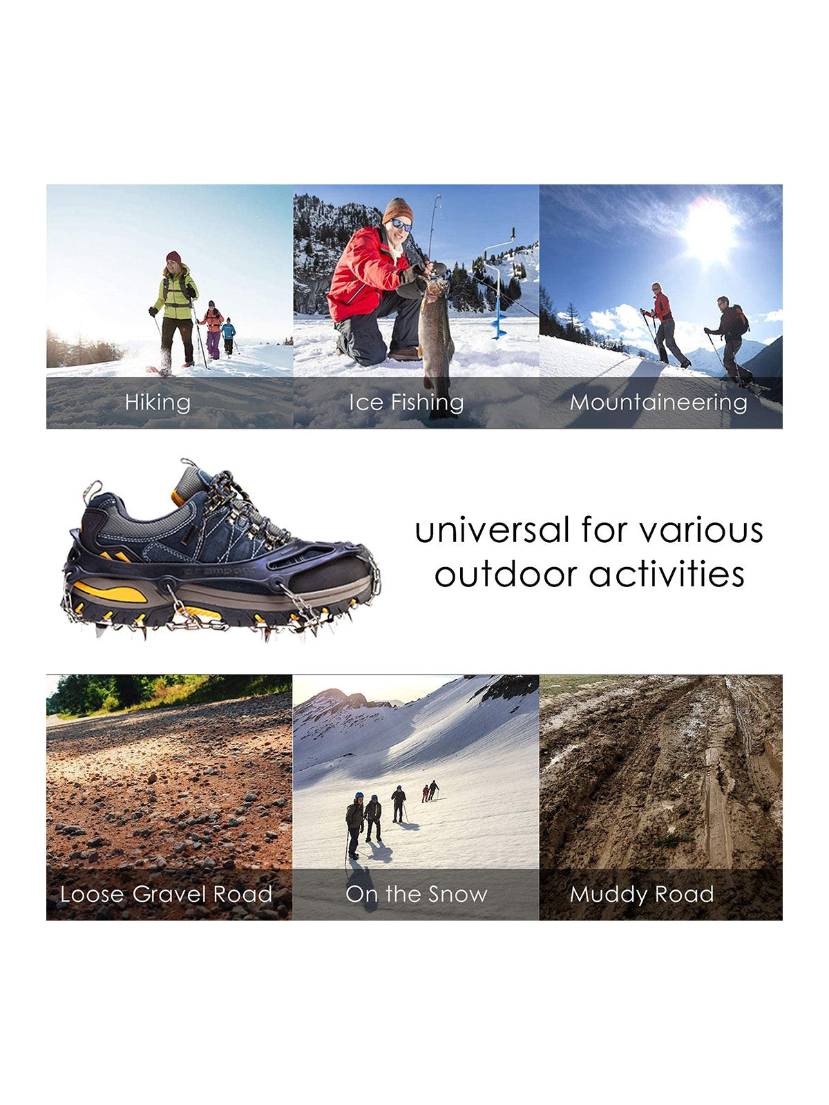 Crampons Ice Cleats Traction Snow Grips for Boots Shoes