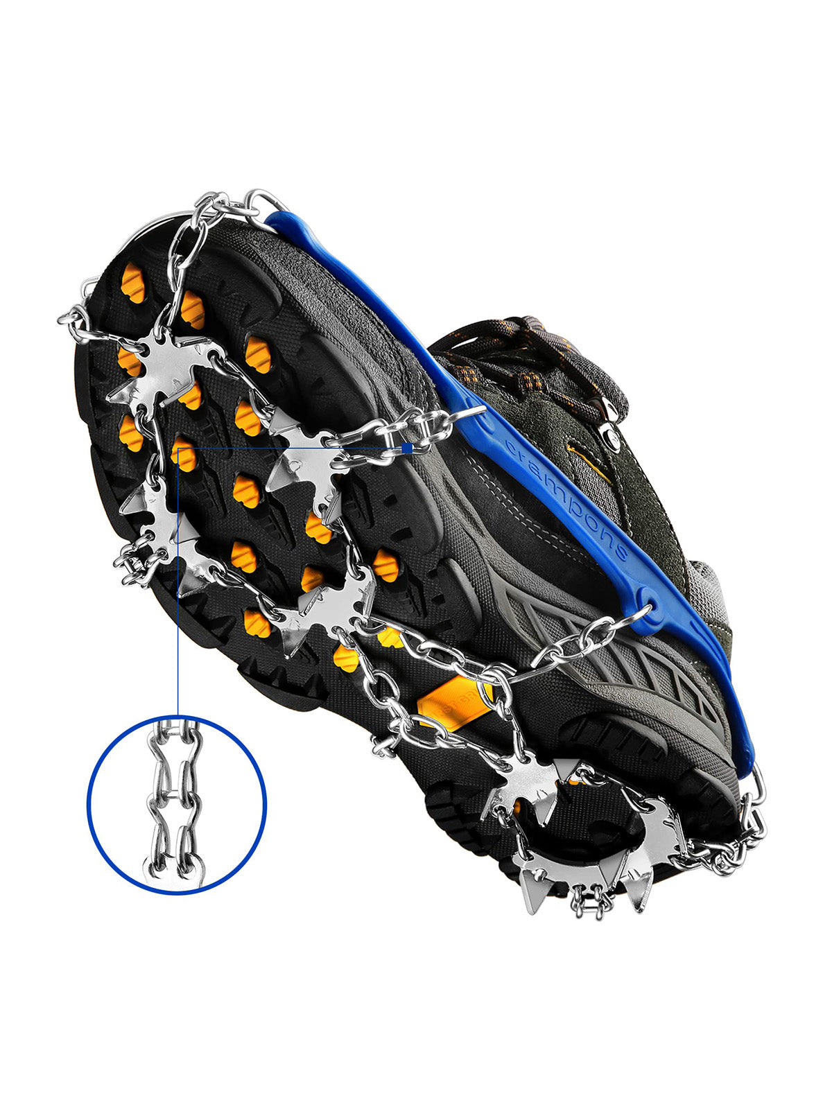 Cimkiz Crampons Ice Cleats Traction Snow Grips For Boots Shoes Women Men Kids Anti Slip 19 Stainless Steel Spikes Safe Protect For Hiking Fishing Wal