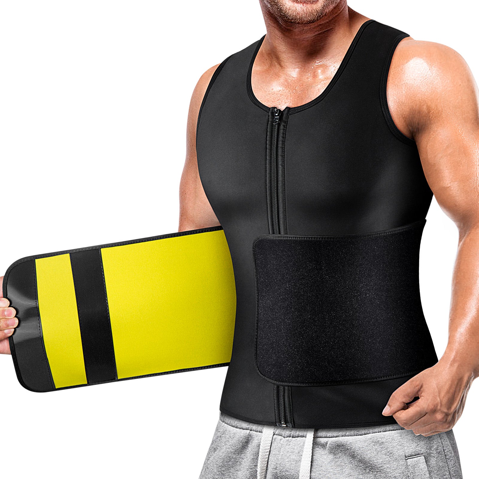  IFKODEI Men Neoprene Waist Trainer Trimmer Tummy Control  Shapewear Sauna Sweat Belt Slimming Body Shaper (Black, S) : Sports &  Outdoors