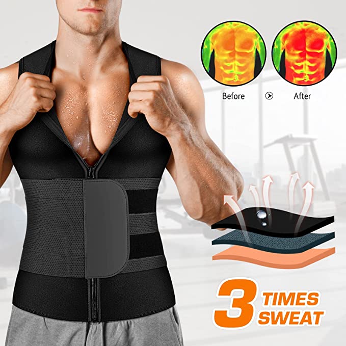 Mens Waist Trainer Sauna Vest for Men Faja Para Hombre Sweat Vest