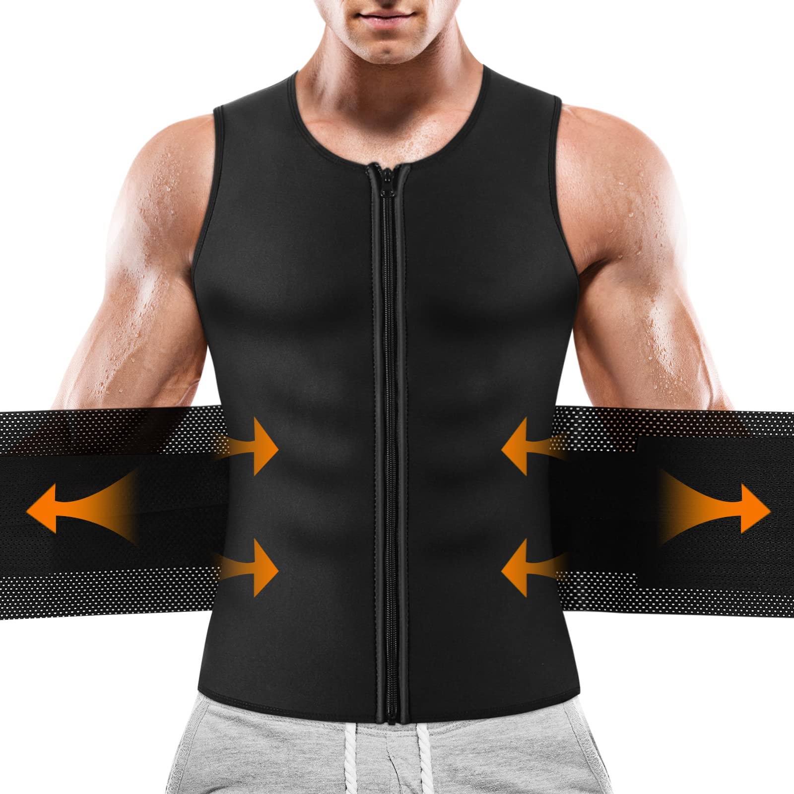 Mens Waist Trainer Sauna Vest for Men Faja Para Hombre Sweat Vest for Men  Back Support Belt Body Shaper
